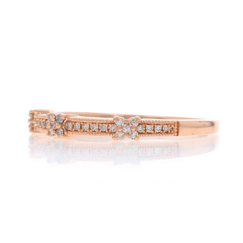 Rose Gold Diamond Band - 10k Single Cut .12ctw Milgrain Ring In Excellent Condition For Sale In Greensboro, NC