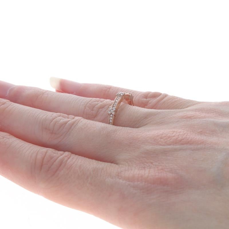 Women's Rose Gold Diamond Band - 10k Single Cut .12ctw Milgrain Ring For Sale