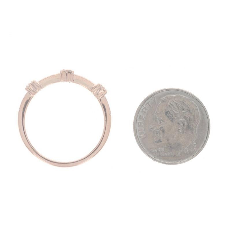 Rose Gold Diamond Band - 10k Single Cut .12ctw Milgrain Ring For Sale 1