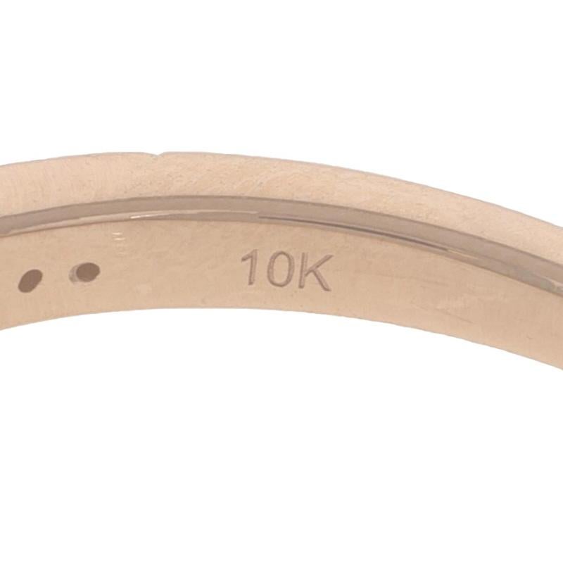 Rose Gold Diamond Band - 10k Single Cut .12ctw Milgrain Ring For Sale 2