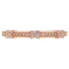 Anillo de diamantes de oro rosa - Anillo Milgrain 10k talla única .12ctw