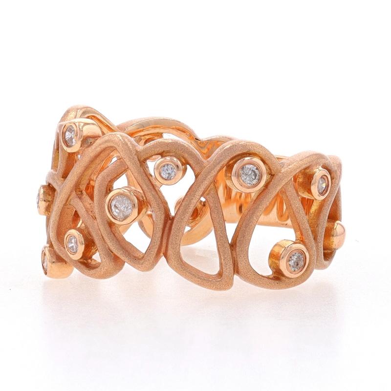Round Cut Rose Gold Diamond Band - 14k Round Brilliant .20ctw Abstract Woven Loop Ring For Sale