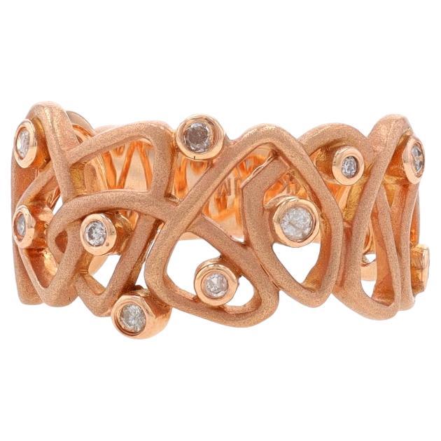 Rose Gold Diamond Band - 14k Round Brilliant .20ctw Abstract Woven Loop Ring For Sale