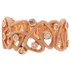 Rose Gold Diamond Band - 14k Round Brilliant .20ctw Abstract Woven Loop Ring