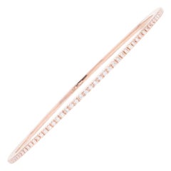 Rose Gold Diamond Bangle Bracelet, 14 Karat Round Brilliant 1.05 Carat Stackable