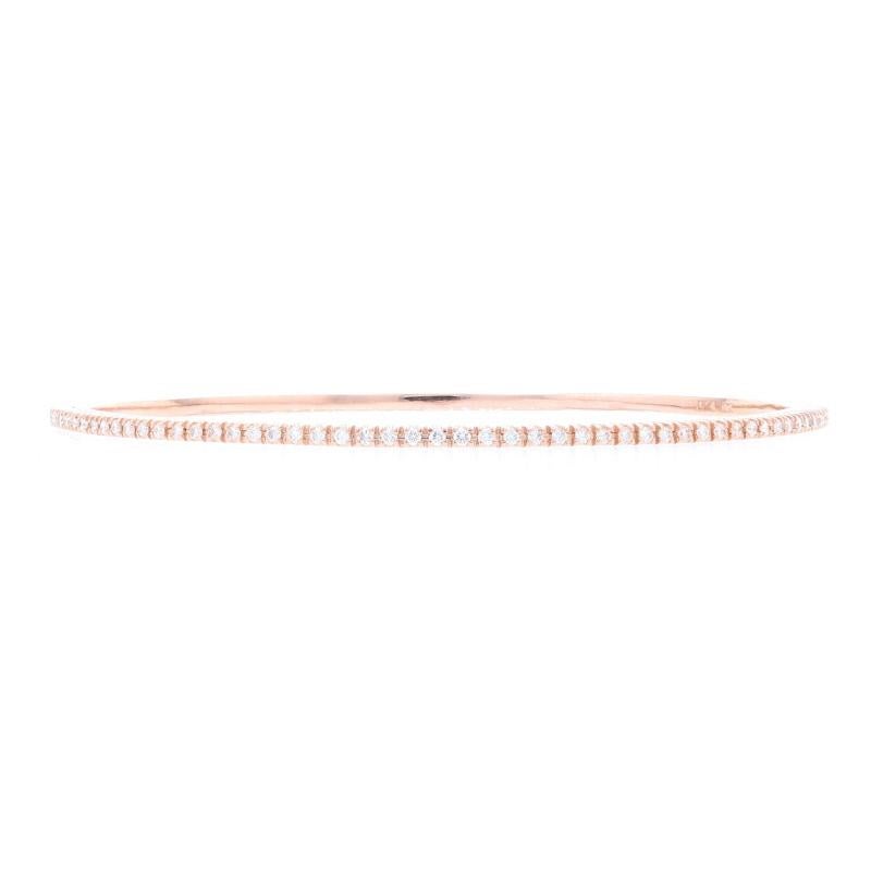 Round Cut Rose Gold Diamond Bangle Bracelet, 14 Karat Round Brilliant 1.05 Carat Stackable