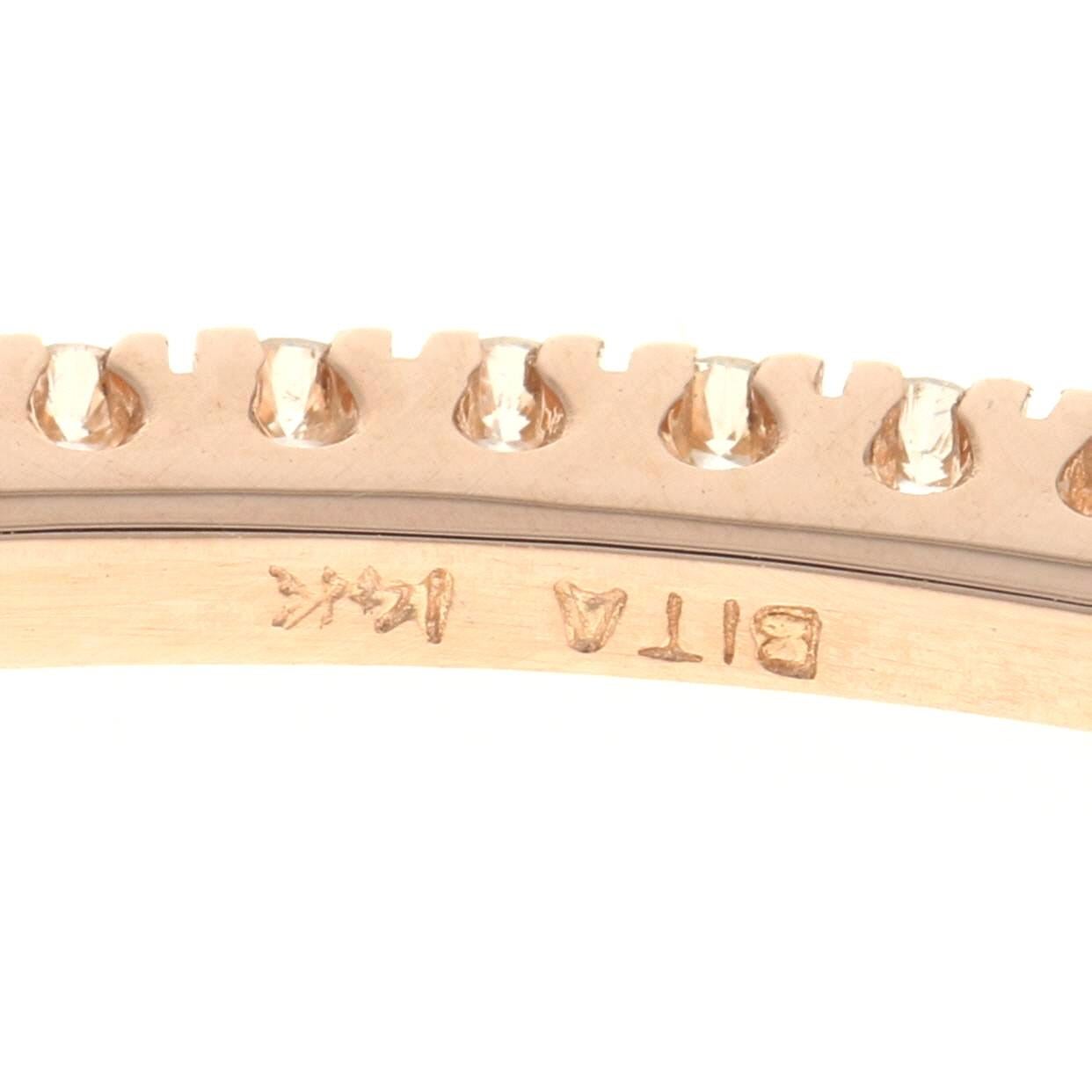 Rose Gold Diamond Bangle Bracelet, 14 Karat Round Brilliant 1.05 Carat Stackable 1