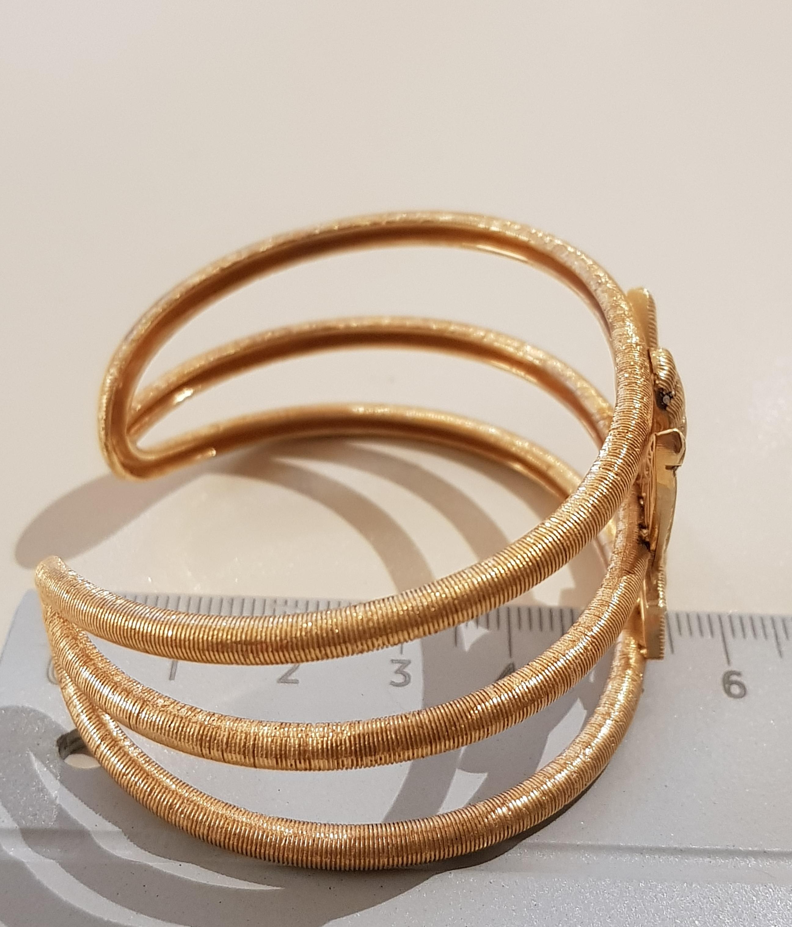 Rose Gold Diamond Bee Cuff Bracelet For Sale 4