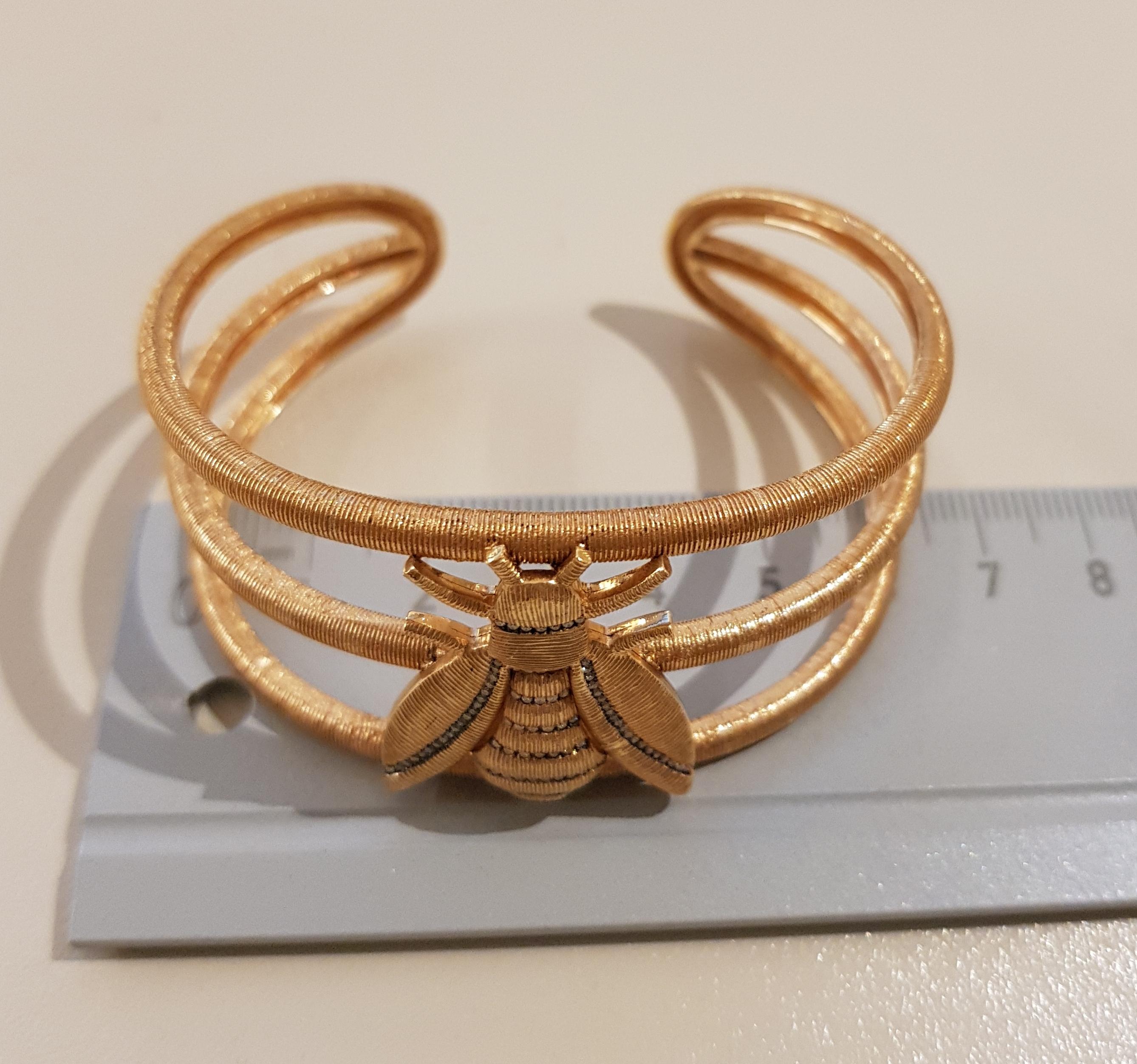 Rose Gold Diamond Bee Cuff Bracelet For Sale 1