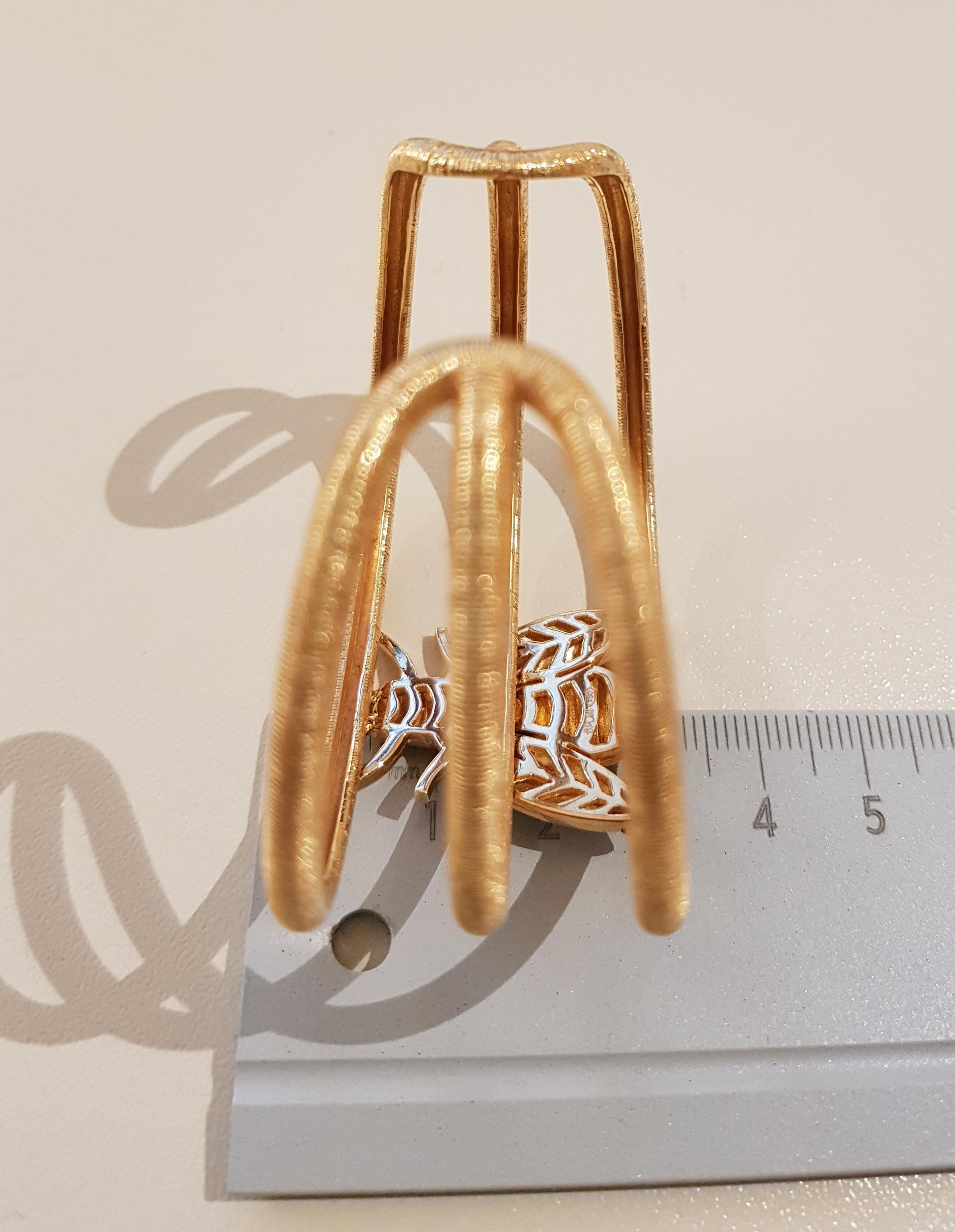 Rose Gold Diamond Bee Cuff Bracelet For Sale 3