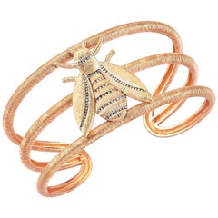 Rose Gold Diamond Bee Cuff Bracelet