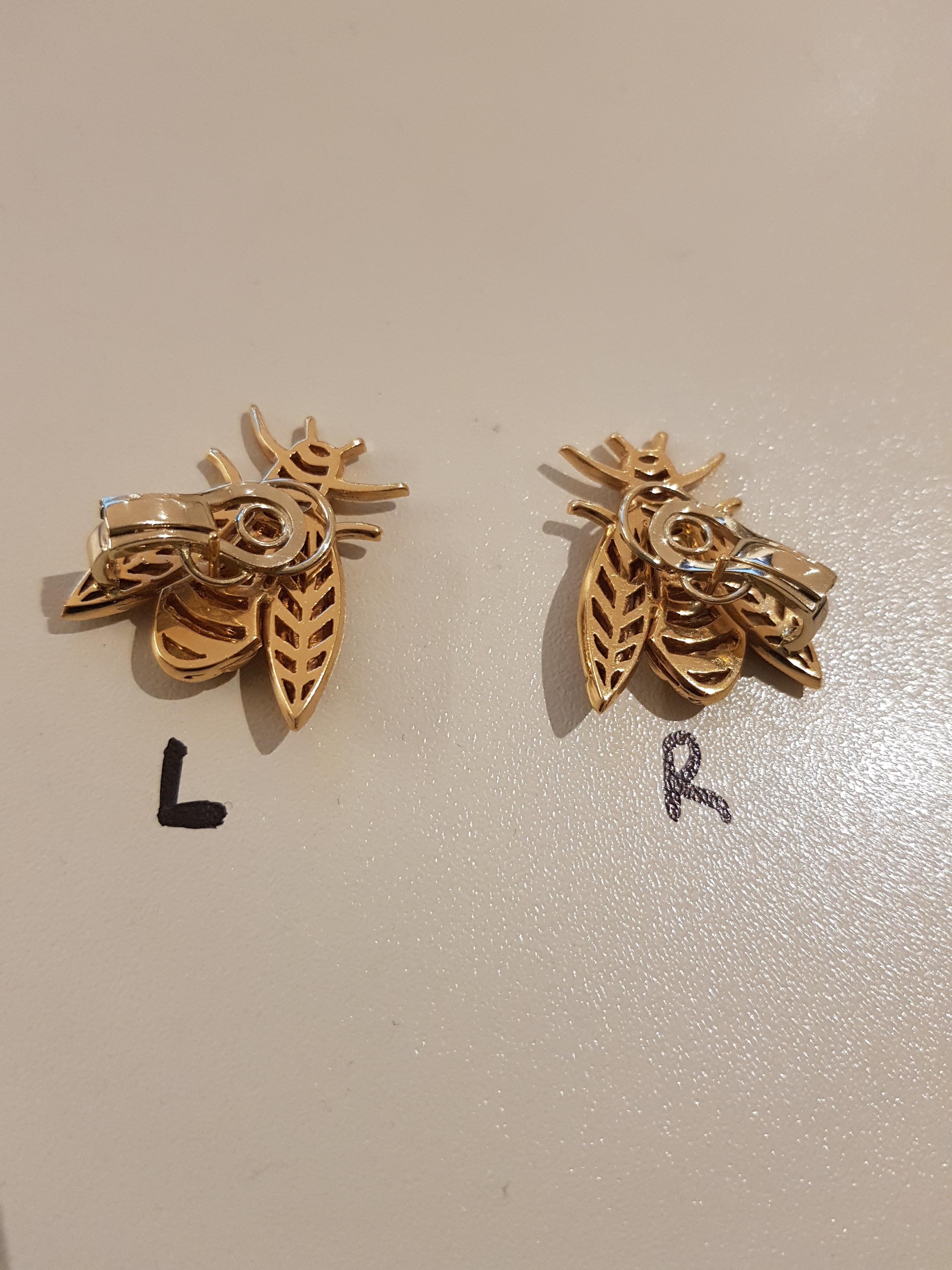 Rose Gold Diamond Bee Stud Earrings For Sale 5