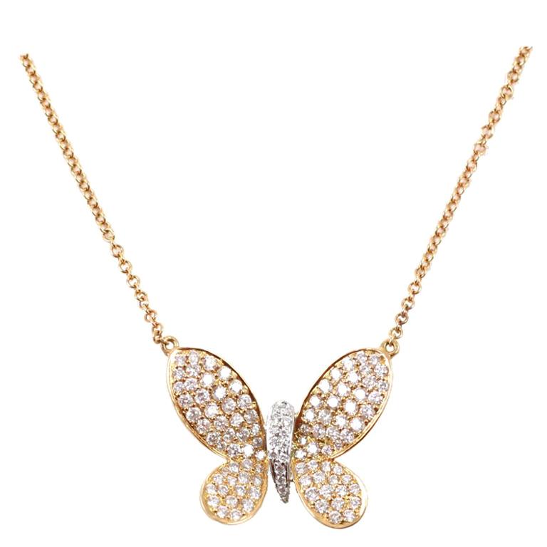 Rose gold Diamond butterfly pendant
