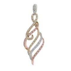 Rose Gold Diamond Cascading Ribbons Pendant - 10k Single Cut .25ctw