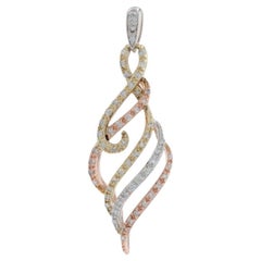 Rose Gold Diamond Cascading Ribbons Pendant - 10k Single Cut .25ctw