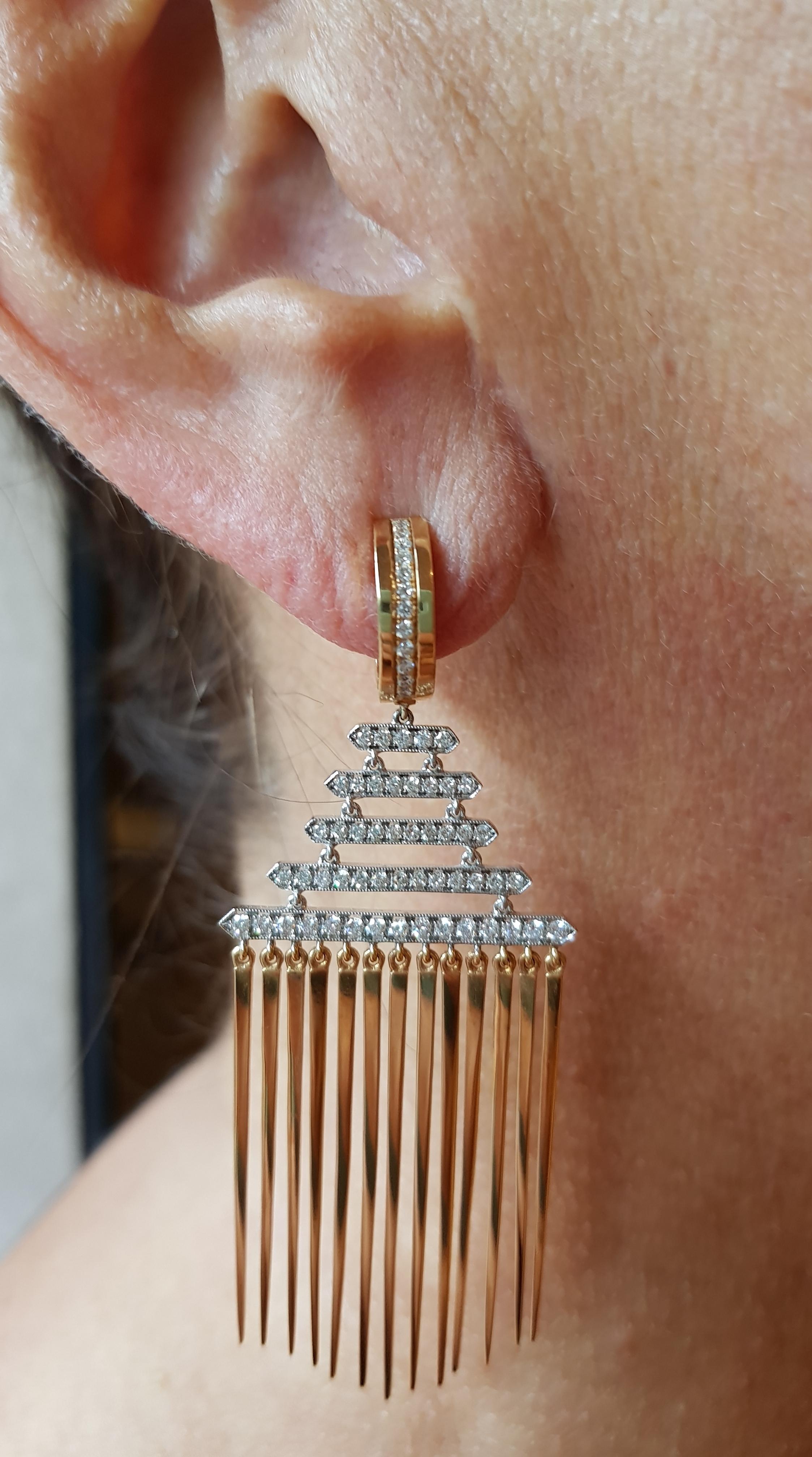 Contemporary Rose Gold Diamond Chandelier Earrings For Sale