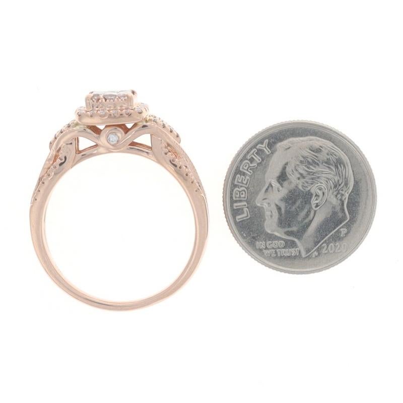 Women's Rose Gold Diamond Cluster Halo Engagement Ring - 10k Princess .50ctw