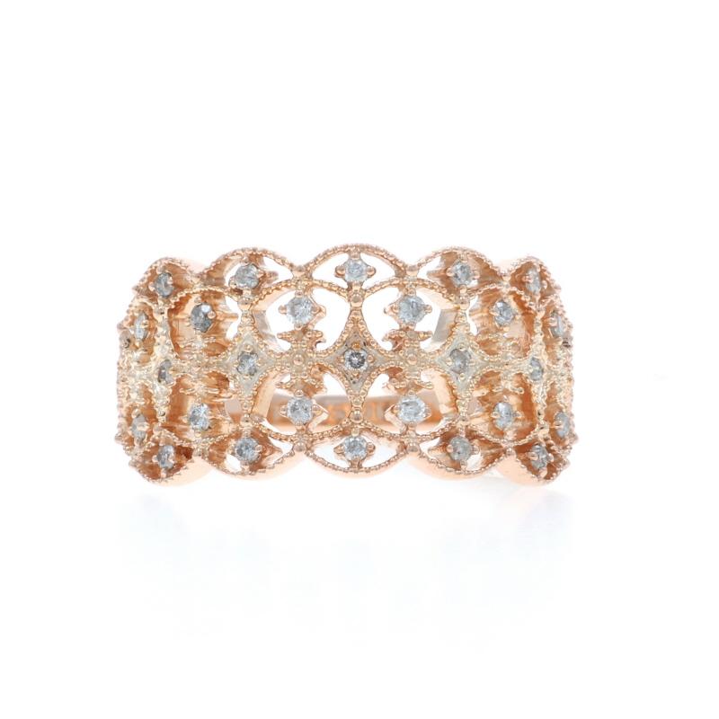 Tamaño: 7
Tasa de tallaje: 2 tallas más por 50 $ o 1 talla menos por 40 $.

Contenido de metal: Oro rosa de 10 quilates

Información sobre Stone

Diamantes naturales
Quilate(s): .25ctw
Talla: Redondo brillante
Color: H - I
Claridad: SI2 -