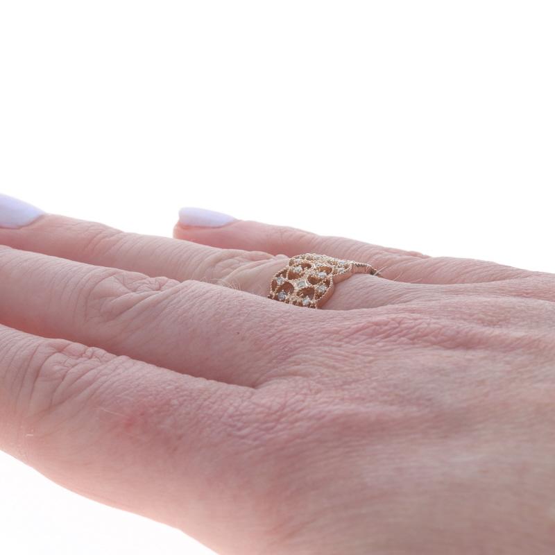 De las mujeres Anillo de oro rosa con diamantes de cóctel 10k brillante redondo .25ctw en venta