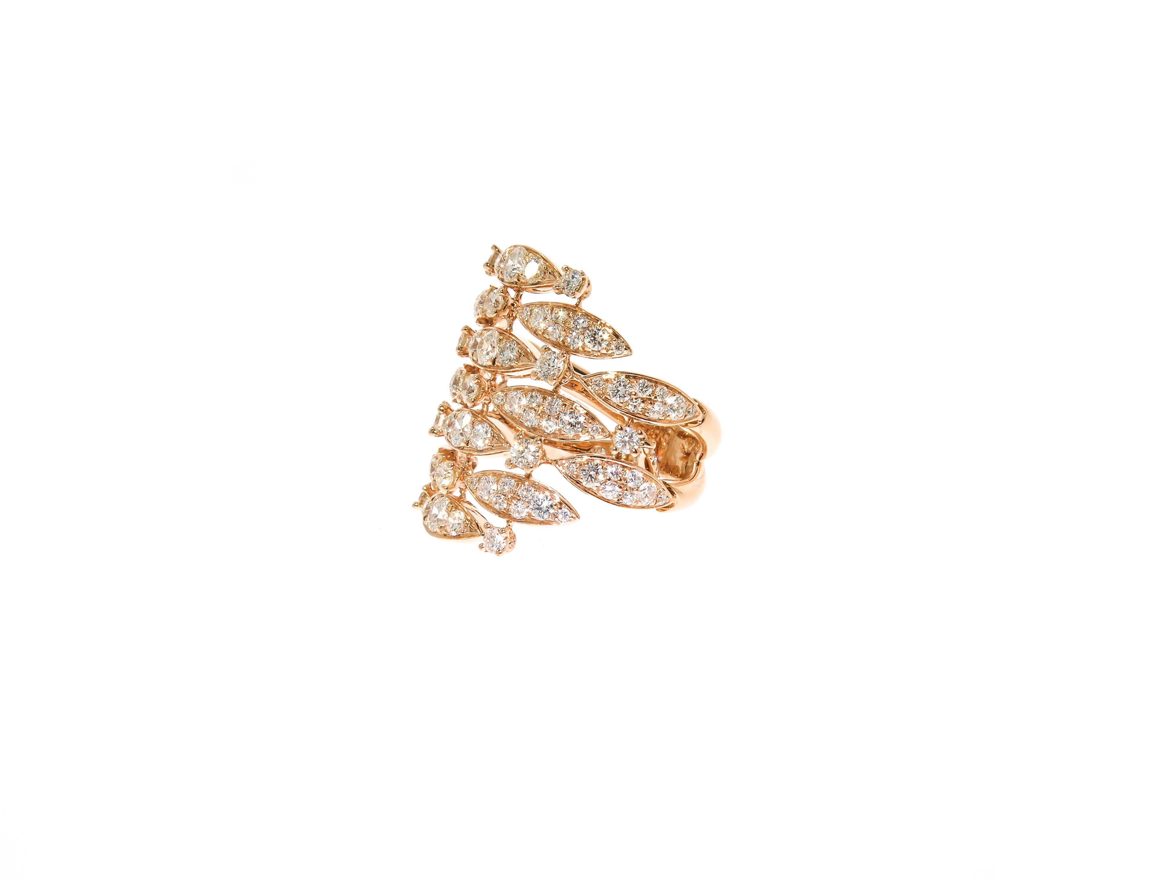 Modern Rose Gold Diamond Cocktail Ring by Casato