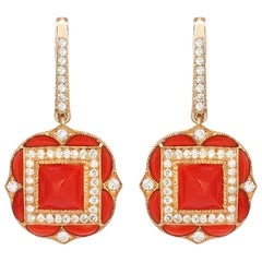 Rose Gold Diamond Coral Earrings
