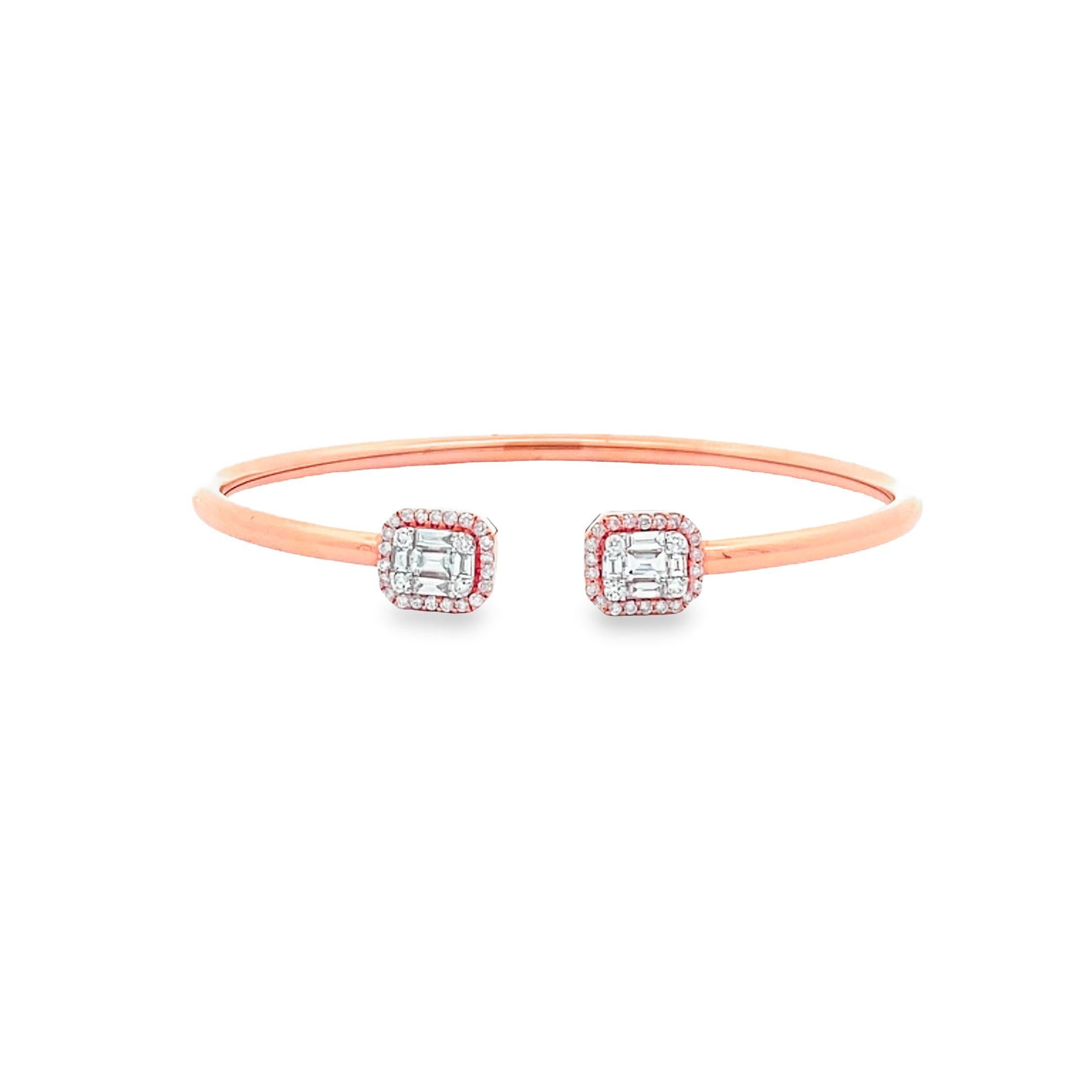 Maurice Fine Jewelry - Armreif aus Roségold mit Diamanten (Baguetteschliff) im Angebot