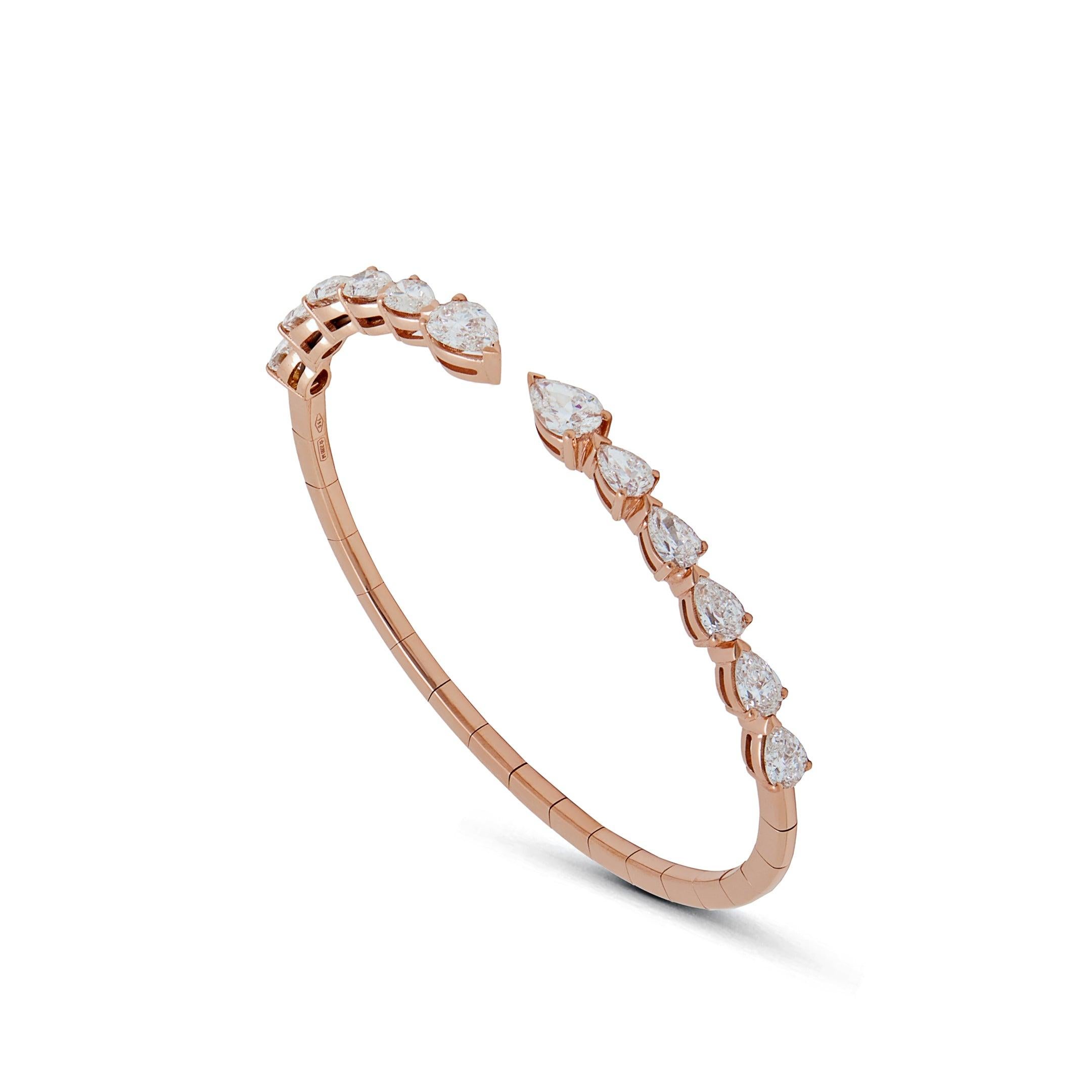 Contemporary Rose Gold Diamond Cuff Bracelet For Sale