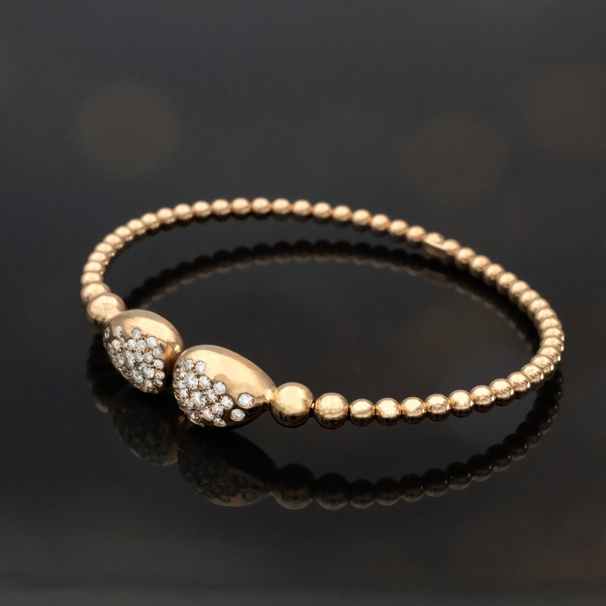 Brazalete de oro rosa con diamantes Moderno en venta