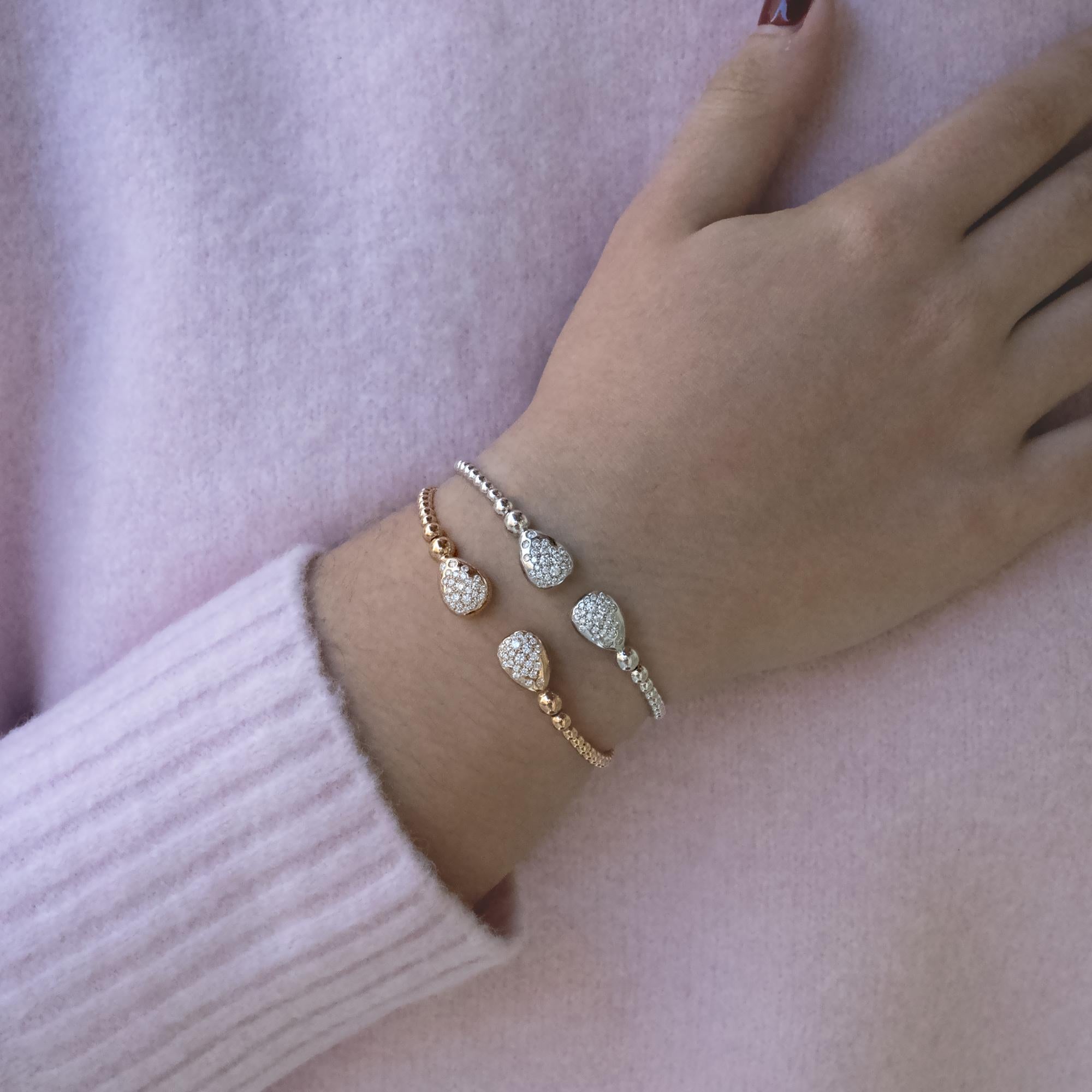 Brazalete de oro rosa con diamantes en venta 1