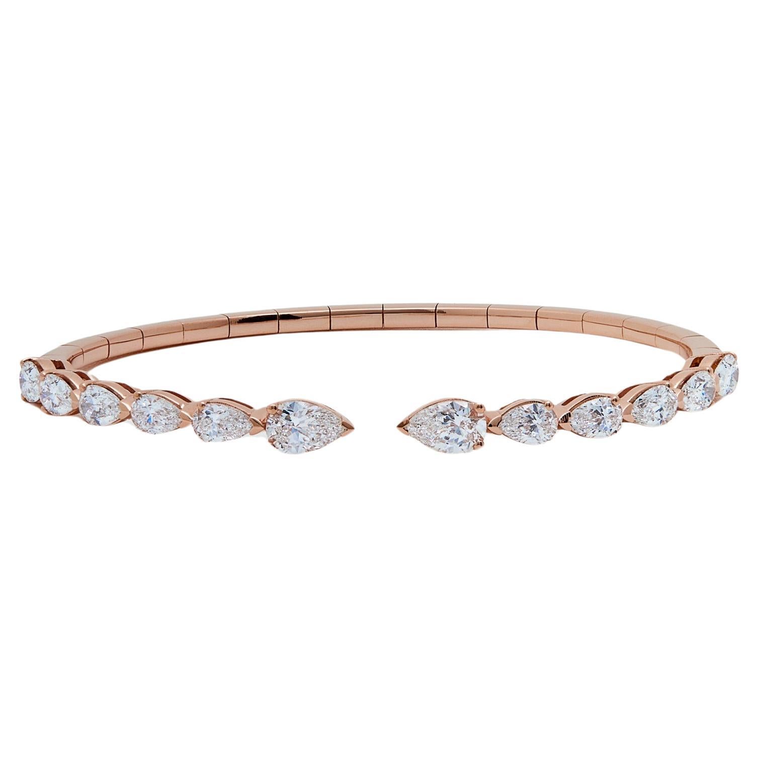 Rose Gold Diamond Cuff Bracelet For Sale