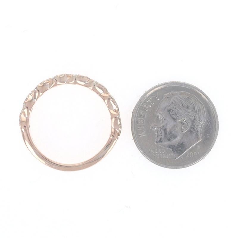 Rose Gold Diamond Curb Chain Link Band - 14k Round Brilliant .55ctw Ring For Sale 1