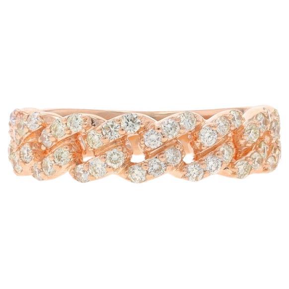 Rose Gold Diamond Curb Chain Link Band - 14k Round Brilliant .55ctw Ring For Sale