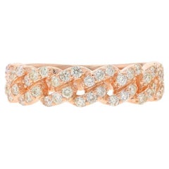 Rose Gold Diamond Curb Chain Link Band - 14k Round Brilliant .55ctw Ring