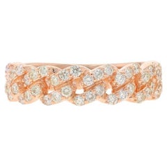 Rose Gold Diamond Curb Chain Link Band - 14k Round Brilliant .55ctw Ring