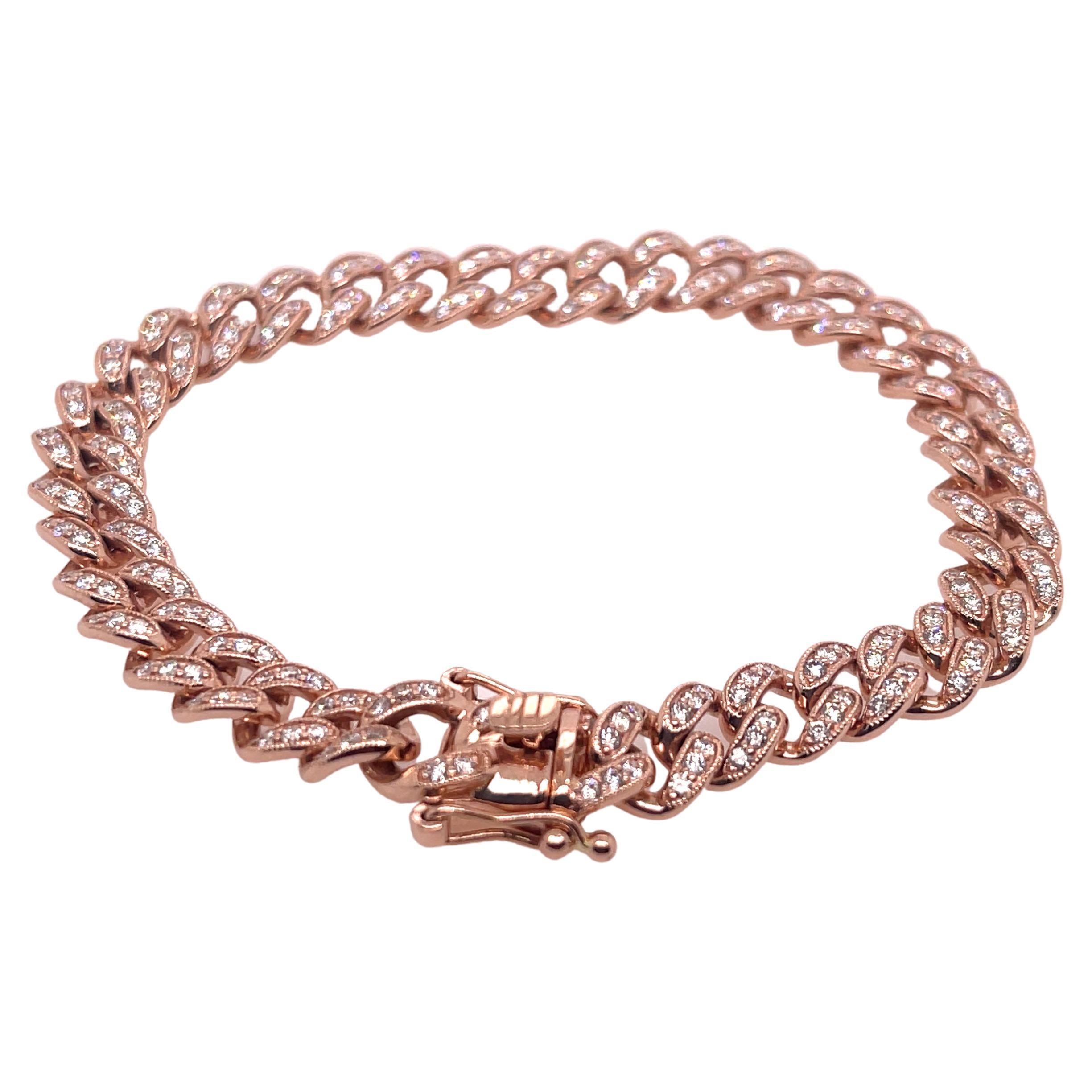 Rose Gold Diamond Curb Link Bracelet