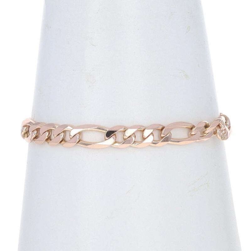 Rose Gold Diamond Cut Figaro Chain Men's Bracelet 8 1/4