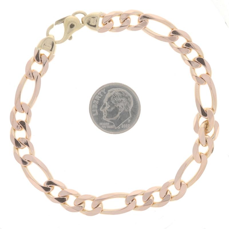Rose Gold Diamond Cut Figaro Chain Men's Bracelet 8 1/4