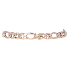 Bracelet pour hommes Figaro en or rose avec diamants taille 8 1/4" - 14k Italie