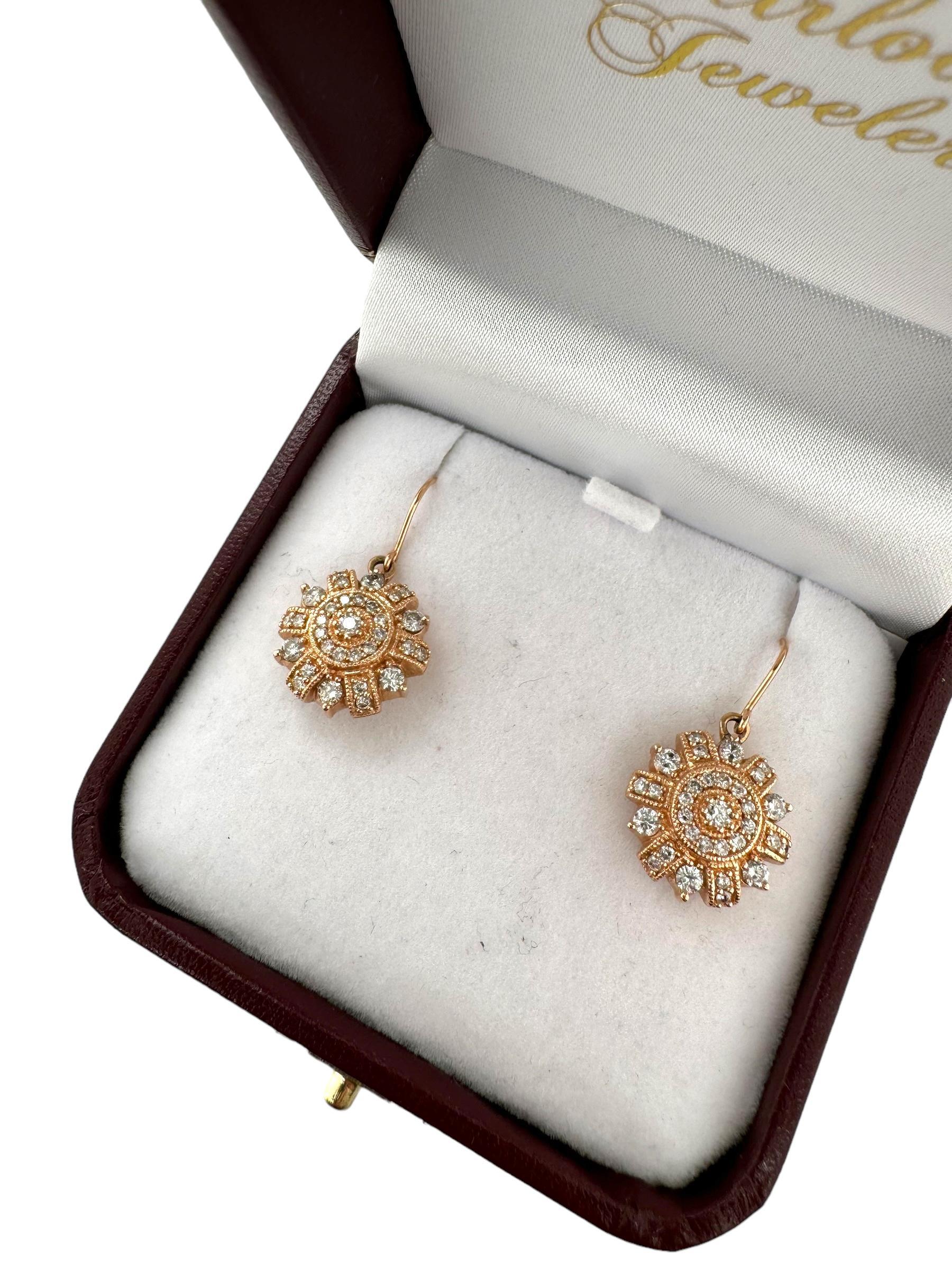 Women's Rose Gold Diamond Dangle Earrings