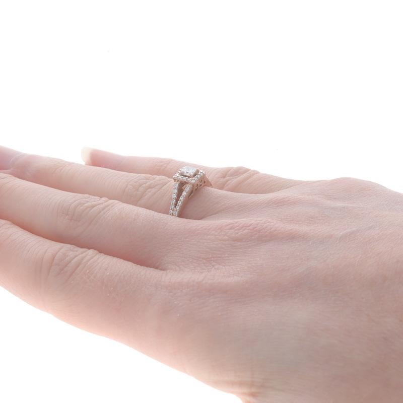 Women's Rose Gold Diamond Diamond Halo Engagement Ring - 14k Princess .29ctw