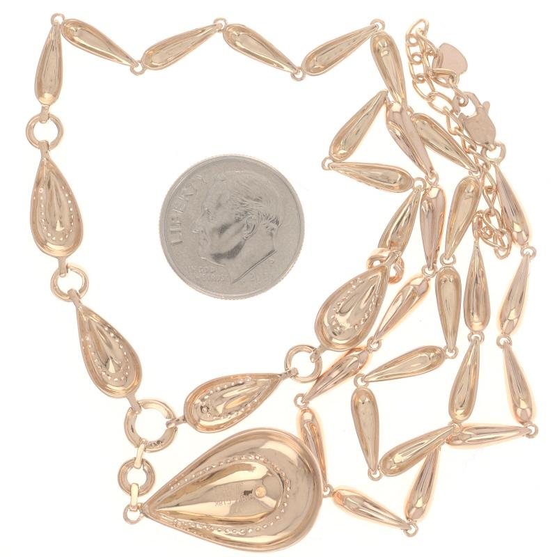 De las mujeres Collar de Oro Rosa con Gota de Diamantes - 18k Redondo .64ctw Graduado Lágrima Ajustable en venta