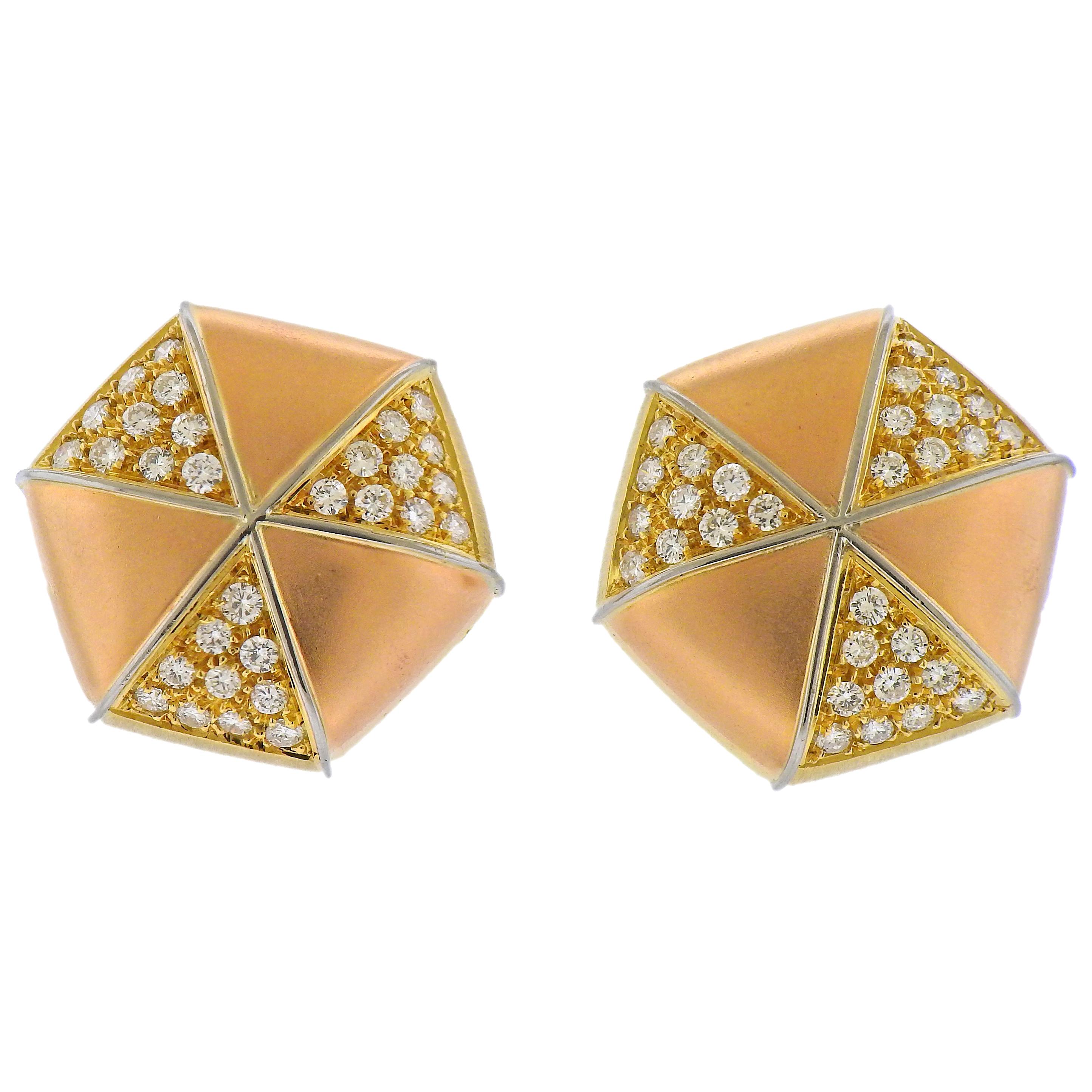 Rose Gold Diamond Earrings For Sale