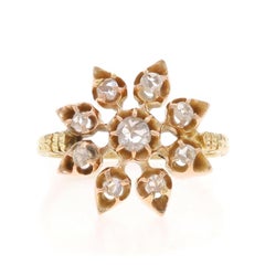 Rose Gold Diamond Edwardian Cluster Cocktail Ring 14k 10k Rose .30ctw Snowflake
