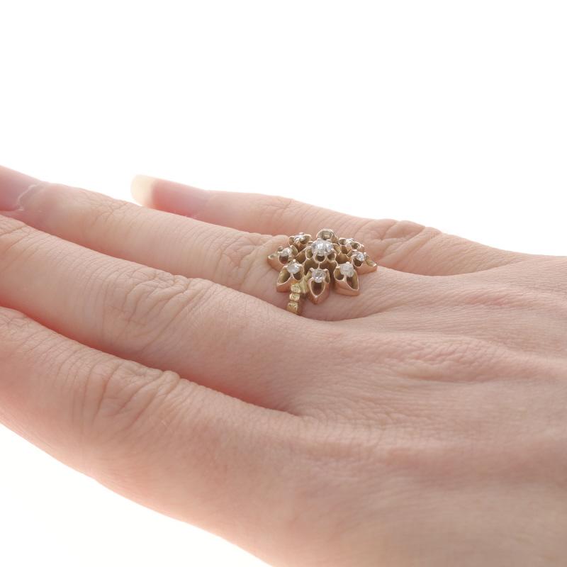 Women's Rose Gold Diamond Edwardian Cluster Cocktail Ring 14k 10k Rose .30ctw Snowflake For Sale