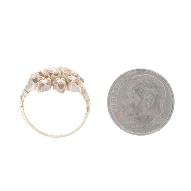 Rose Gold Diamond Edwardian Cluster Cocktail Ring 14k 10k Rose .30ctw Snowflake For Sale 1