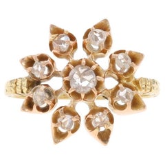 Rose Gold Diamond Edwardian Cluster Cocktail Ring 14k 10k Rose .30ctw Snowflake