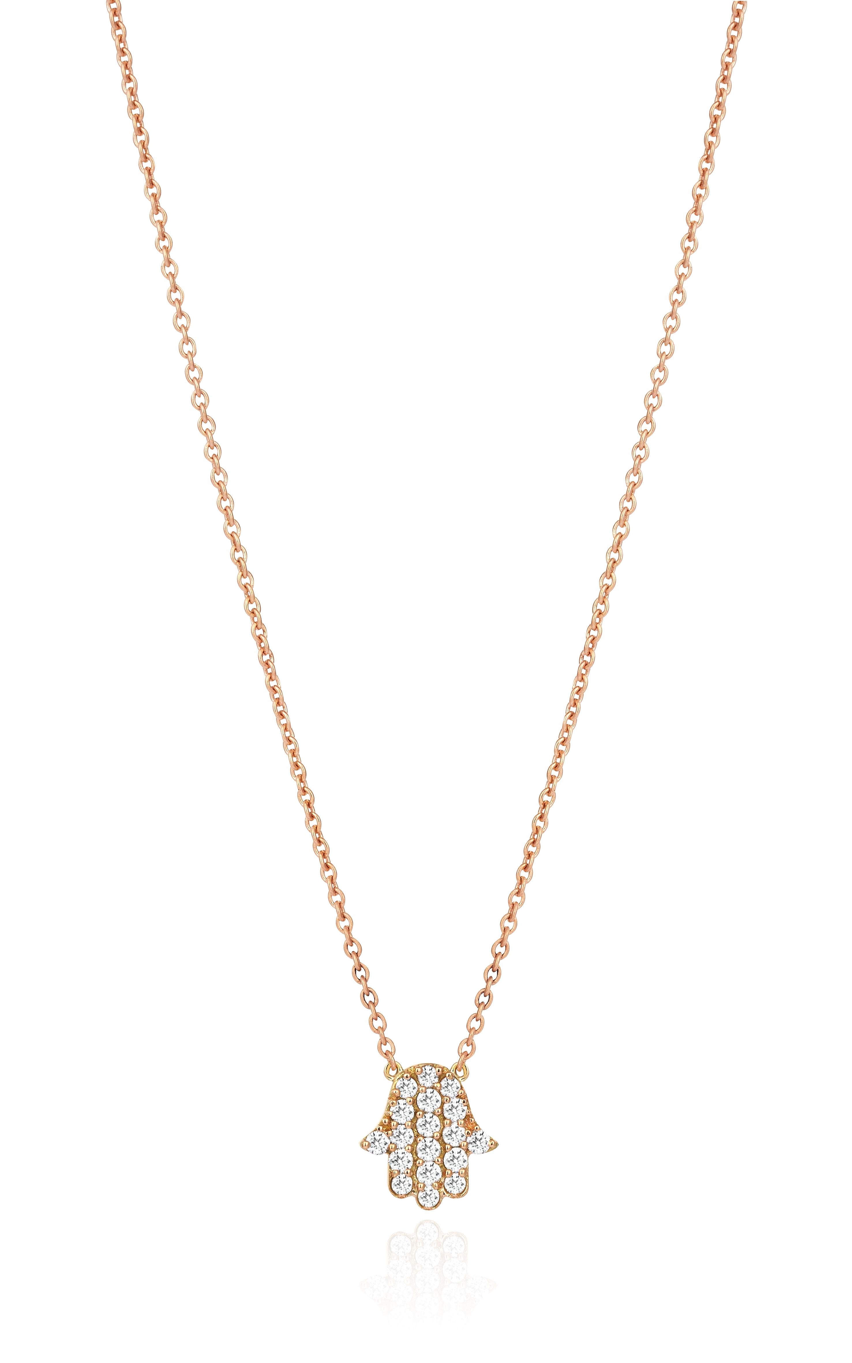 Contemporary Rose Gold Diamond, Enamel Double Face Hamsa Necklace For Sale