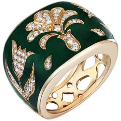 Rose Gold Diamond Enamel Ottoman Ring