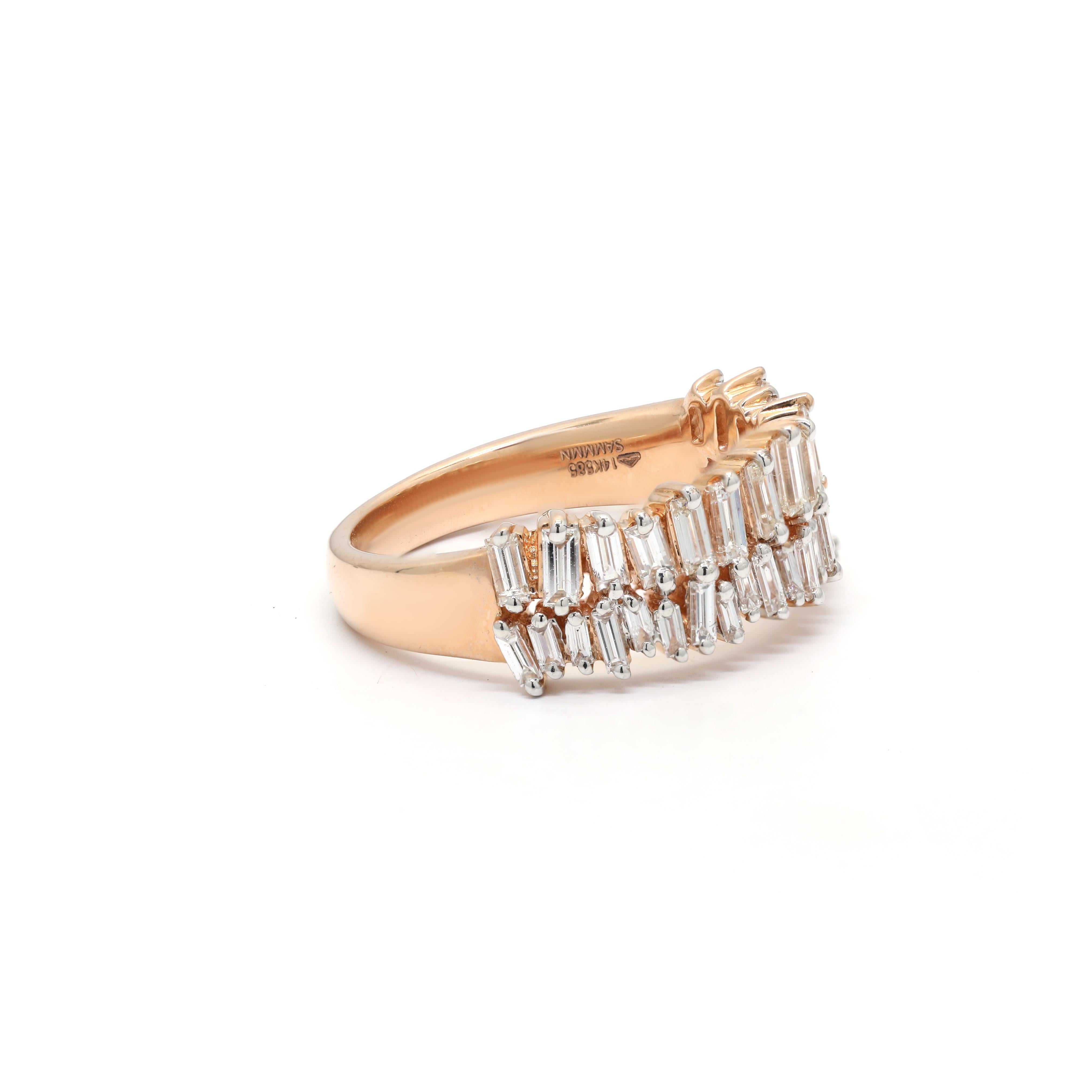 For Sale:  1 Carat Diamond Engagement Band Ring in 14 Karat Rose Gold 4