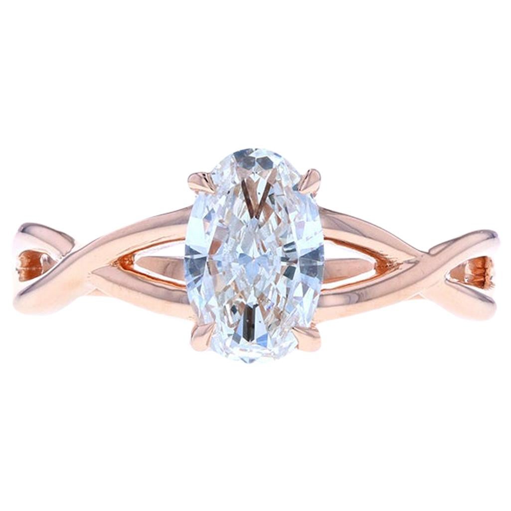 Rose Gold Diamond Engagement Ring, Solitaire Diamond Engagement Ring